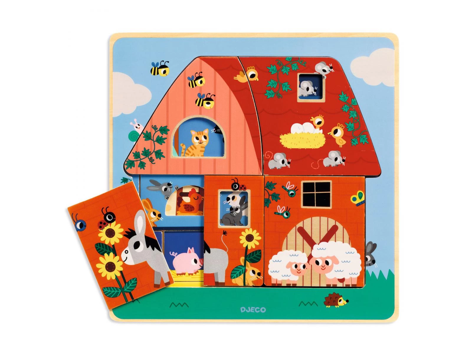 Djeco DJ01482 - Puzzles Bois 3 Niveaux - Chez Moo 2 Djeco DJ01482 - Puzzles Bois 3 Niveaux - Chez Moo – Image 2