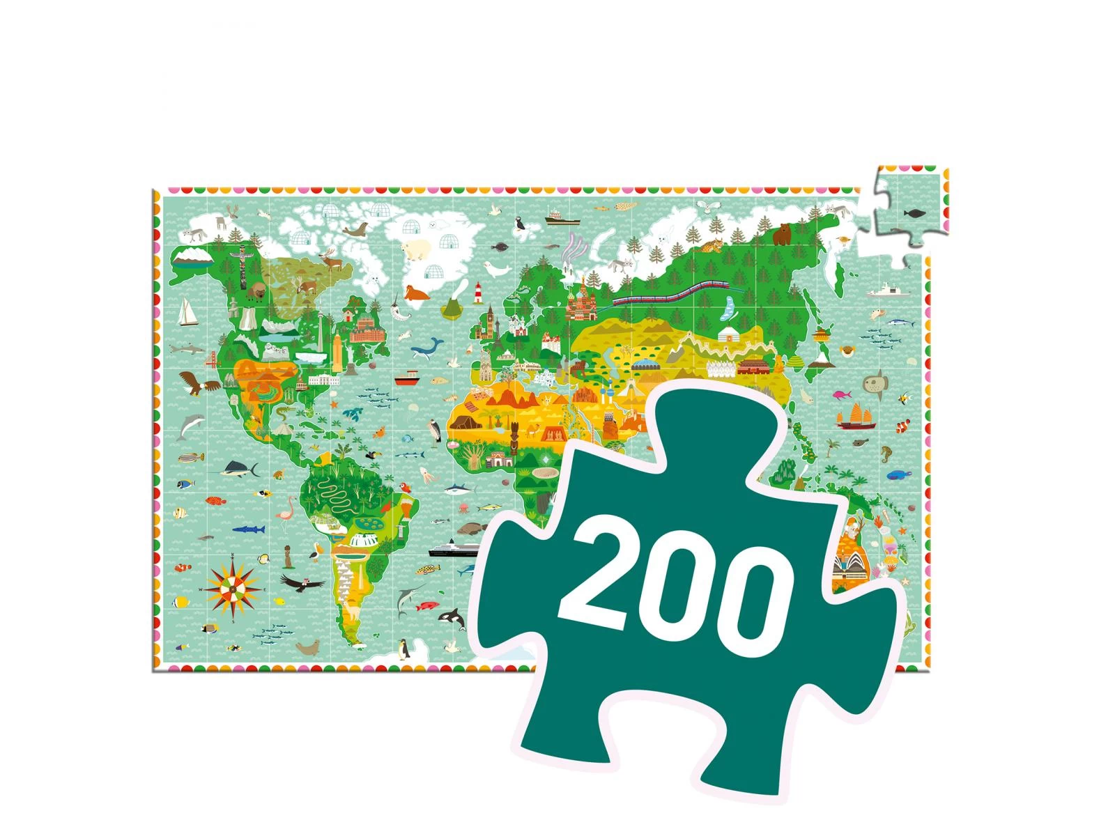 Djeco DJ07412 - Puzzles Observation - Tour Du Monde 200pcs + Livret 3 Djeco DJ07412 - Puzzles Observation - Tour Du Monde 200pcs + Livret – Image 3