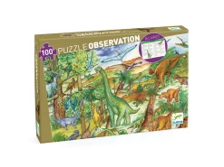 Djeco DJ07424 - Puzzles Observation - Dinosaures 100 Pcs + Livret