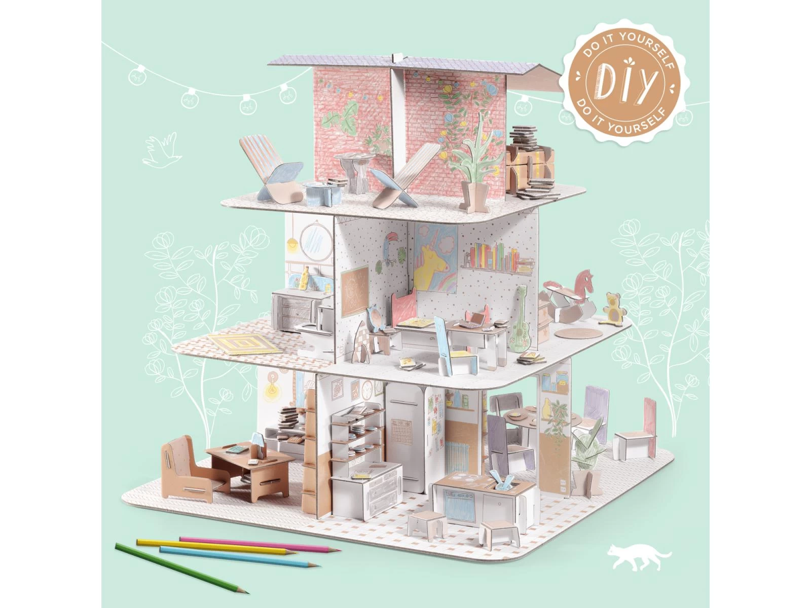 Djeco DJ08005 - Color. Assemble. Play - Maison De Poupées 5 Djeco DJ08005 - Color. Assemble. Play - Maison De Poupées – Image 5